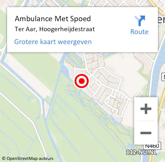 Locatie op kaart van de 112 melding: Ambulance Met Spoed Naar Ter Aar, Hoogerheijdestraat op 26 mei 2015 19:46