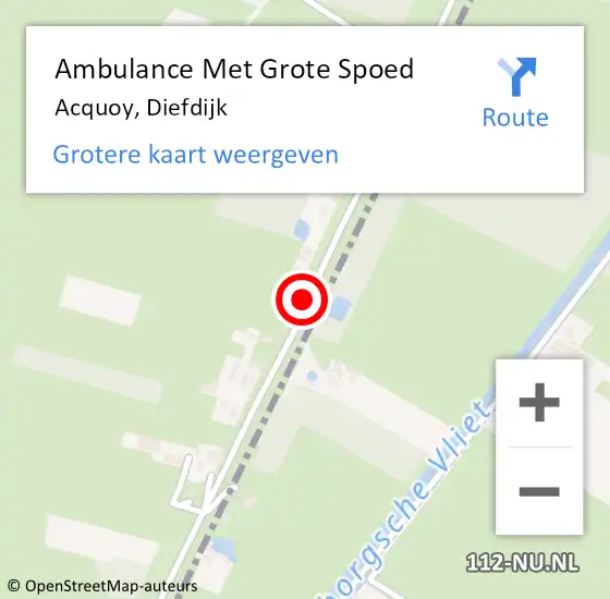 Locatie op kaart van de 112 melding: Ambulance Met Grote Spoed Naar Acquoy, Diefdijk op 26 mei 2015 20:49