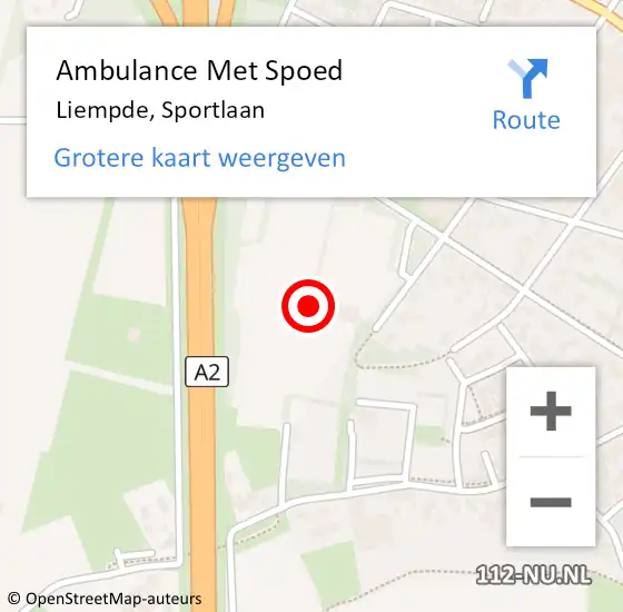 Locatie op kaart van de 112 melding: Ambulance Met Spoed Naar Liempde, Sportlaan op 26 mei 2015 20:55