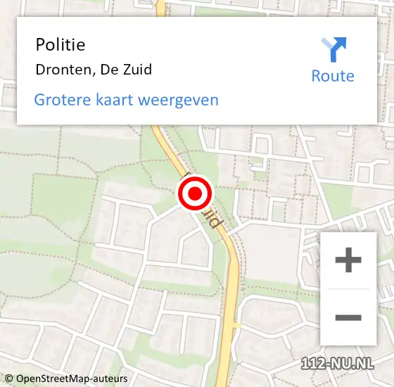 Locatie op kaart van de 112 melding: Politie Dronten, De Zuid op 26 mei 2015 21:54