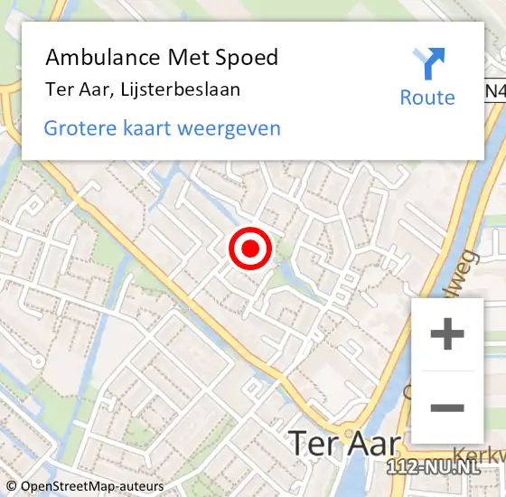 Locatie op kaart van de 112 melding: Ambulance Met Spoed Naar Ter Aar, Lijsterbeslaan op 26 mei 2015 23:02