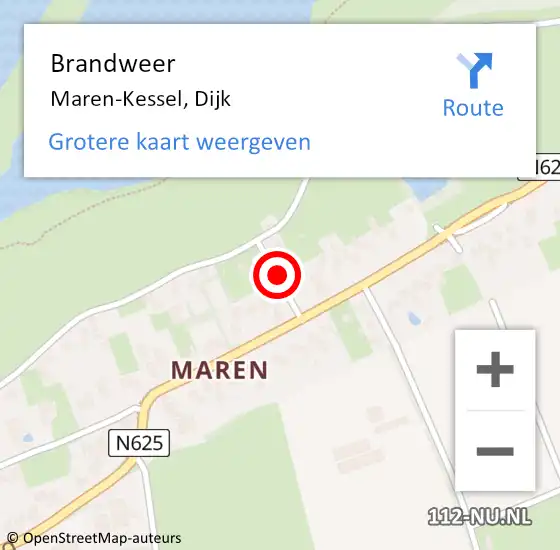 Locatie op kaart van de 112 melding: Brandweer Maren-Kessel, Dijk op 27 mei 2015 02:06