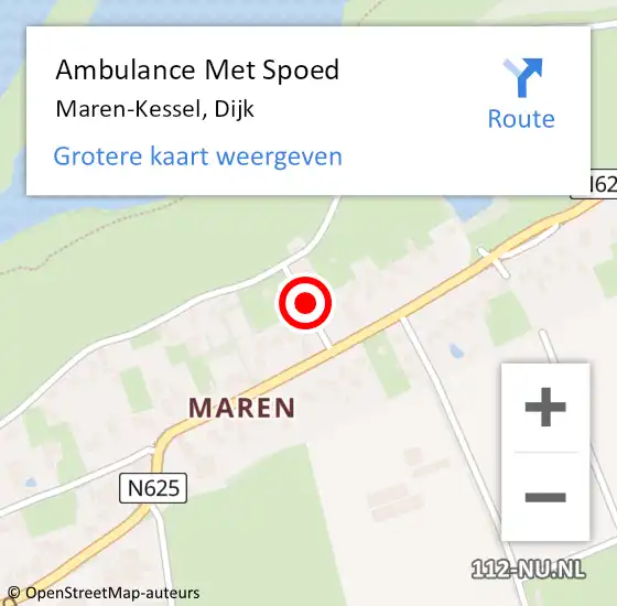 Locatie op kaart van de 112 melding: Ambulance Met Spoed Naar Maren-Kessel, Dijk op 27 mei 2015 02:06