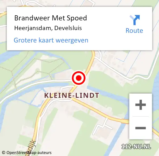 Locatie op kaart van de 112 melding: Brandweer Met Spoed Naar Heerjansdam, Develsluis op 27 mei 2015 03:49