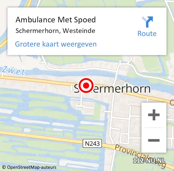 Locatie op kaart van de 112 melding: Ambulance Met Spoed Naar Schermerhorn, Westeinde op 27 mei 2015 04:15