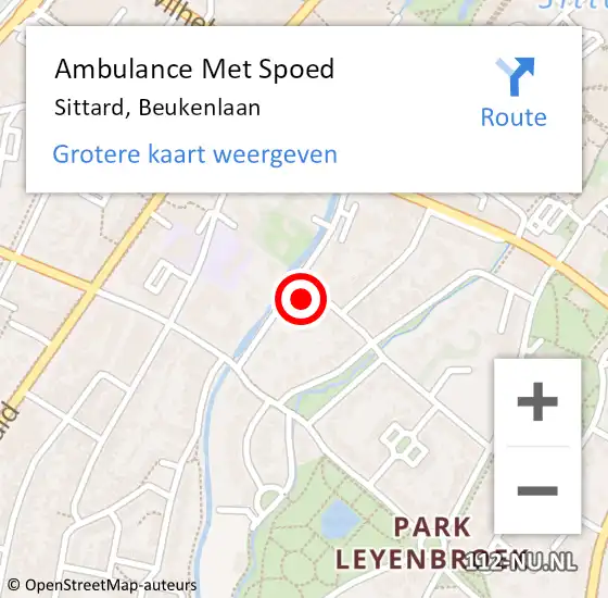 Locatie op kaart van de 112 melding: Ambulance Met Spoed Naar Sittard, Beukenlaan op 8 november 2013 21:51