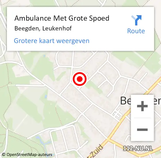 Locatie op kaart van de 112 melding: Ambulance Met Grote Spoed Naar Beegden, Leukenhof op 27 mei 2015 07:18