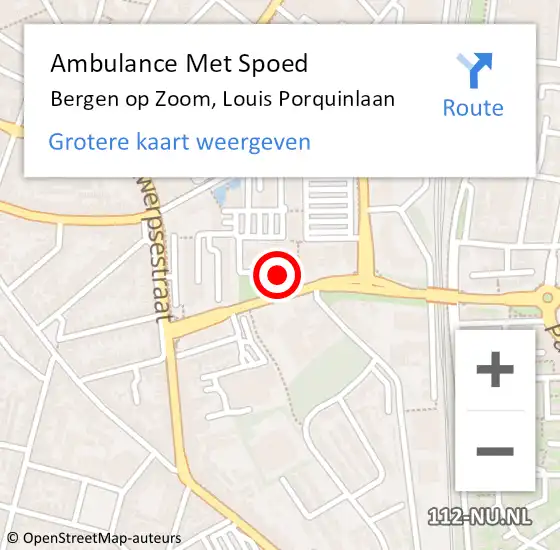 Locatie op kaart van de 112 melding: Ambulance Met Spoed Naar Bergen op Zoom, Louis Porquinlaan op 27 mei 2015 08:51