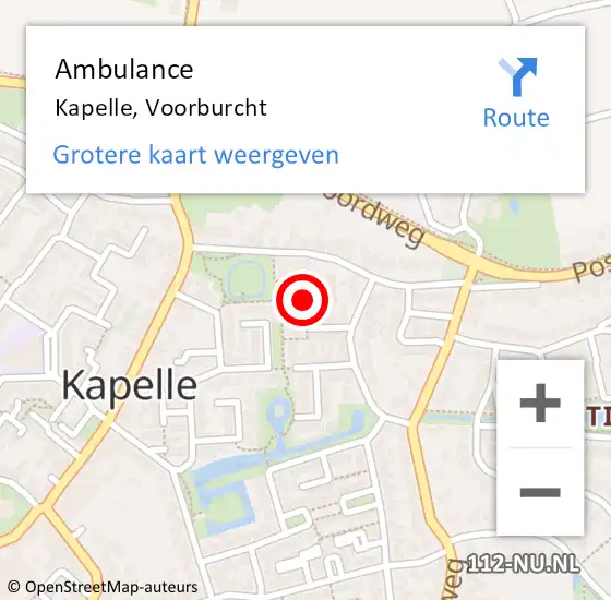 Locatie op kaart van de 112 melding: Ambulance Kapelle, Voorburcht op 27 mei 2015 09:24