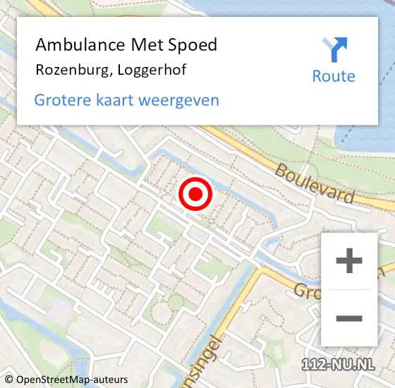 Locatie op kaart van de 112 melding: Ambulance Met Spoed Naar Rozenburg, Loggerhof op 27 mei 2015 10:09