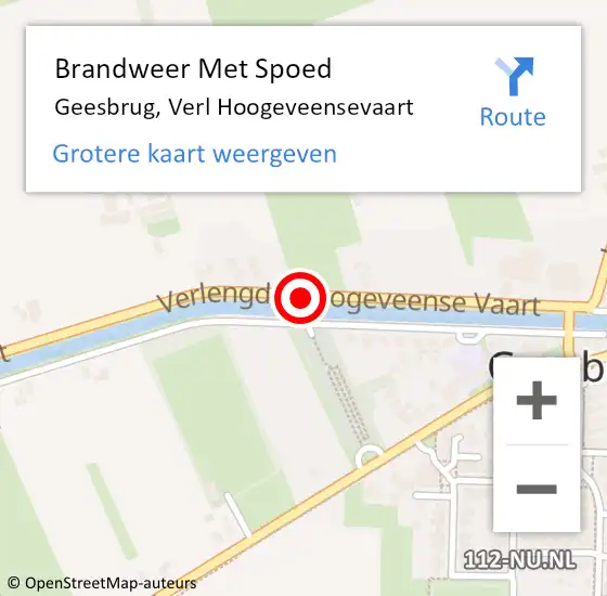 Locatie op kaart van de 112 melding: Brandweer Met Spoed Naar Geesbrug, Verl Hoogeveensevaart op 27 mei 2015 11:20