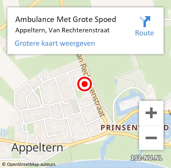 Locatie op kaart van de 112 melding: Ambulance Met Grote Spoed Naar Appeltern, Van Rechterenstraat op 27 mei 2015 11:21