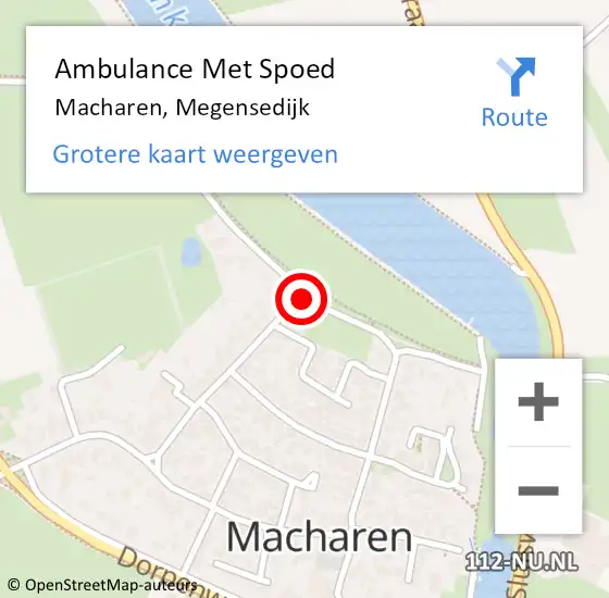 Locatie op kaart van de 112 melding: Ambulance Met Spoed Naar Macharen, Megensedijk op 27 mei 2015 11:45