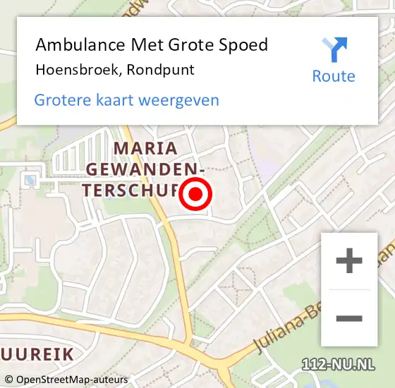 Locatie op kaart van de 112 melding: Ambulance Met Grote Spoed Naar Hoensbroek, Rondpunt op 27 mei 2015 11:55