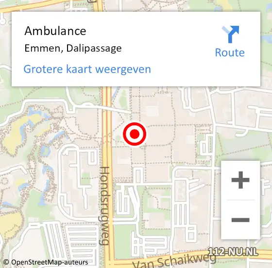 Locatie op kaart van de 112 melding: Ambulance Emmen, Dalipassage op 27 mei 2015 12:06