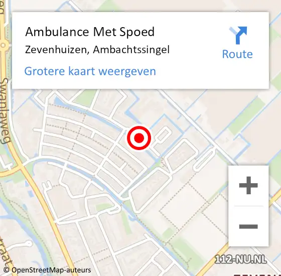 Locatie op kaart van de 112 melding: Ambulance Met Spoed Naar Zevenhuizen, Ambachtssingel op 27 mei 2015 12:26