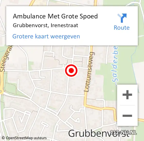 Locatie op kaart van de 112 melding: Ambulance Met Grote Spoed Naar Grubbenvorst, Irenestraat op 8 november 2013 22:40