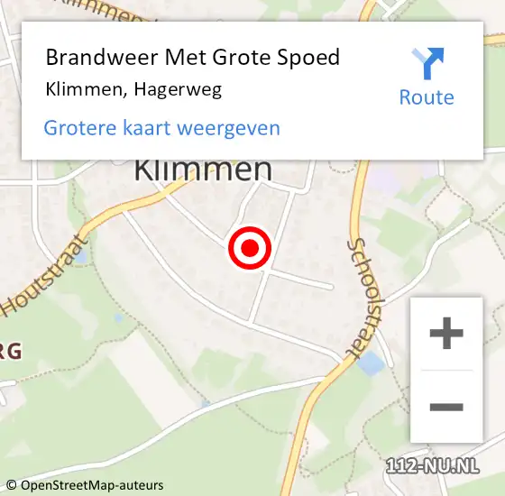 Locatie op kaart van de 112 melding: Brandweer Met Grote Spoed Naar Klimmen, Hagerweg op 27 mei 2015 14:28