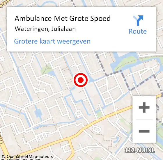 Locatie op kaart van de 112 melding: Ambulance Met Grote Spoed Naar Wateringen, Julialaan op 27 mei 2015 14:39