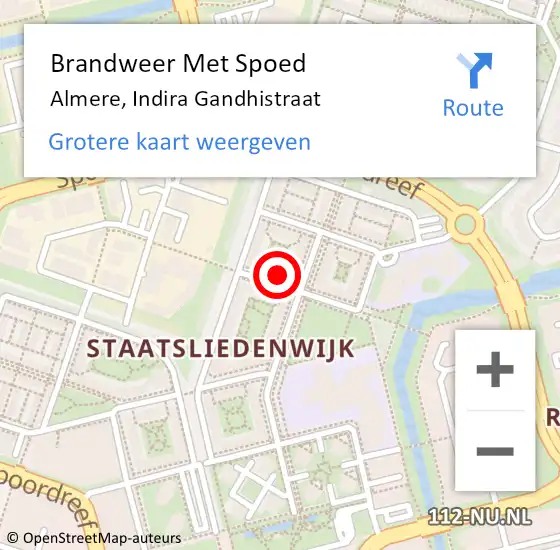 Locatie op kaart van de 112 melding: Brandweer Met Spoed Naar Almere, Indira Gandhistraat op 8 november 2013 22:52