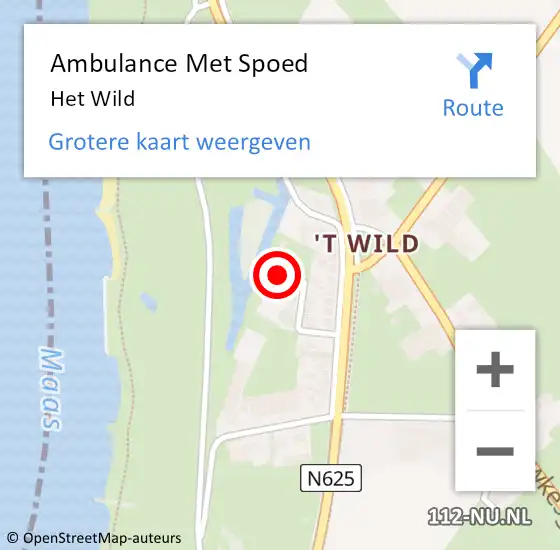 Locatie op kaart van de 112 melding: Ambulance Met Spoed Naar Het Wild op 27 mei 2015 14:54