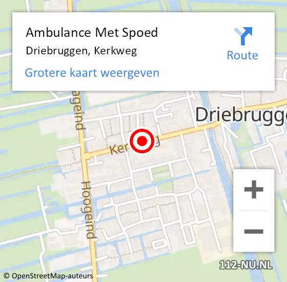 Locatie op kaart van de 112 melding: Ambulance Met Spoed Naar Driebruggen, Kerkweg op 27 mei 2015 15:42