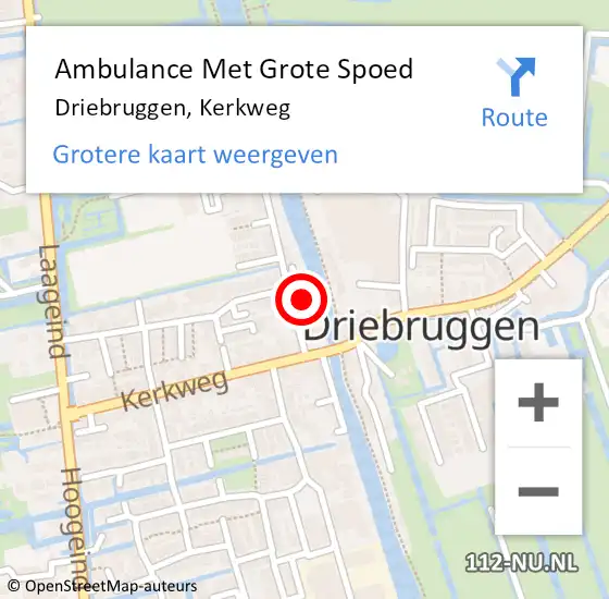 Locatie op kaart van de 112 melding: Ambulance Met Grote Spoed Naar Driebruggen, Kerkweg op 27 mei 2015 15:44