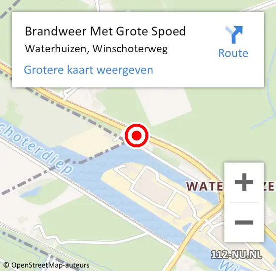 Locatie op kaart van de 112 melding: Brandweer Met Grote Spoed Naar Waterhuizen, Winschoterweg op 27 mei 2015 16:11