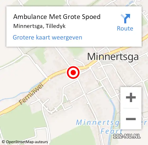 Locatie op kaart van de 112 melding: Ambulance Met Grote Spoed Naar Minnertsga, Tilledyk op 8 november 2013 23:11