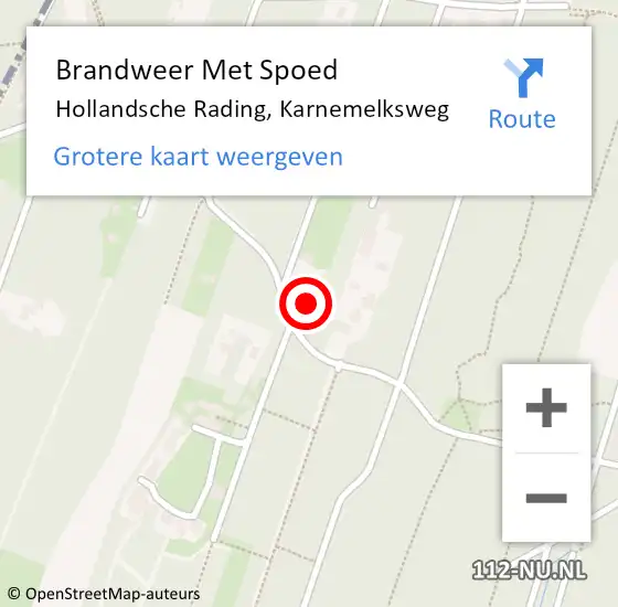 Locatie op kaart van de 112 melding: Brandweer Met Spoed Naar Hollandsche Rading, Karnemelksweg op 27 mei 2015 16:15