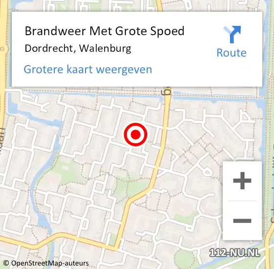 Locatie op kaart van de 112 melding: Brandweer Met Grote Spoed Naar Dordrecht, Walenburg op 27 mei 2015 16:53