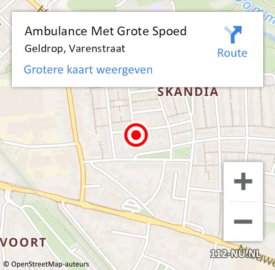 Locatie op kaart van de 112 melding: Ambulance Met Grote Spoed Naar Geldrop, Varenstraat op 27 mei 2015 16:54