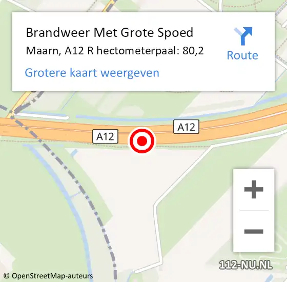 Locatie op kaart van de 112 melding: Brandweer Met Grote Spoed Naar Waddinxveen, A12 L hectometerpaal: 27,2 op 27 mei 2015 16:54