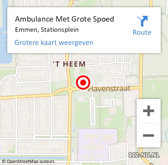 Locatie op kaart van de 112 melding: Ambulance Met Grote Spoed Naar Emmen, Stationsplein op 8 november 2013 23:23