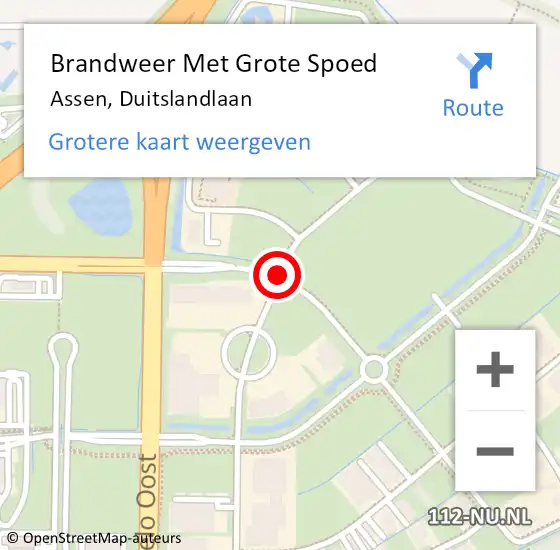 Locatie op kaart van de 112 melding: Brandweer Met Grote Spoed Naar Assen, Duitslandlaan op 27 mei 2015 18:09