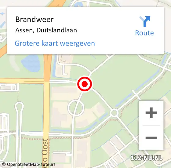 Locatie op kaart van de 112 melding: Brandweer Assen, Duitslandlaan op 27 mei 2015 18:13