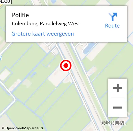 Locatie op kaart van de 112 melding: Politie Culemborg, Parallelweg West op 27 mei 2015 18:13