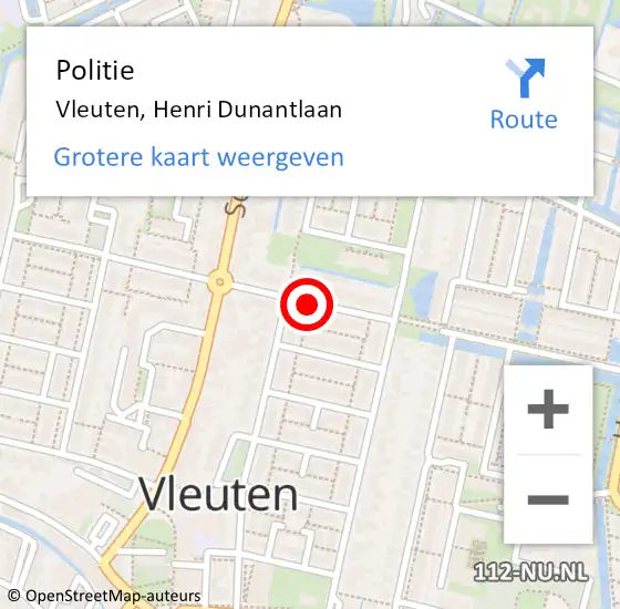Locatie op kaart van de 112 melding: Politie Vleuten, Henri Dunantlaan op 27 mei 2015 18:26