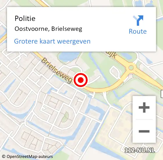 Locatie op kaart van de 112 melding: Politie Oostvoorne, Brielseweg op 27 mei 2015 18:26