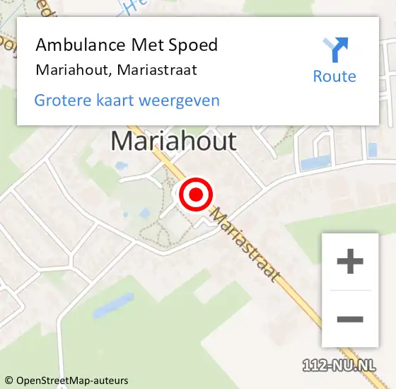 Locatie op kaart van de 112 melding: Ambulance Met Spoed Naar Mariahout, Mariastraat op 27 mei 2015 18:27