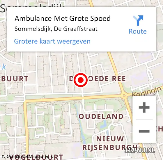 Locatie op kaart van de 112 melding: Ambulance Met Grote Spoed Naar Sommelsdijk, De Graaffstraat op 27 mei 2015 18:46