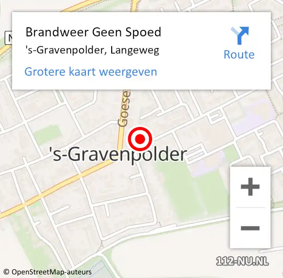 Locatie op kaart van de 112 melding: Brandweer Geen Spoed Naar 's-Gravenpolder, Langeweg op 27 mei 2015 19:30