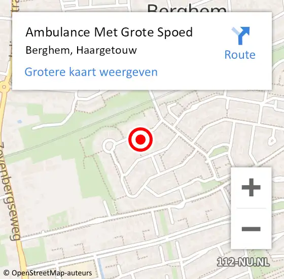 Locatie op kaart van de 112 melding: Ambulance Met Grote Spoed Naar Berghem, Haargetouw op 27 mei 2015 19:38