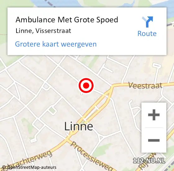 Locatie op kaart van de 112 melding: Ambulance Met Grote Spoed Naar Linne, Visserstraat op 27 mei 2015 20:08