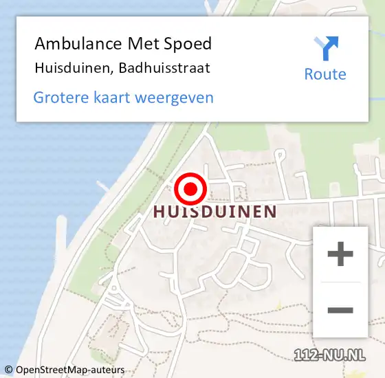 Locatie op kaart van de 112 melding: Ambulance Met Spoed Naar Huisduinen, Badhuisstraat op 27 mei 2015 20:10