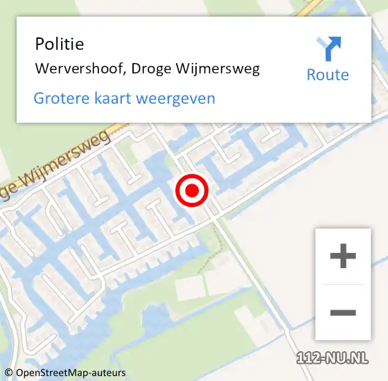 Locatie op kaart van de 112 melding: Politie Wervershoof, Droge Wijmersweg op 27 mei 2015 20:16