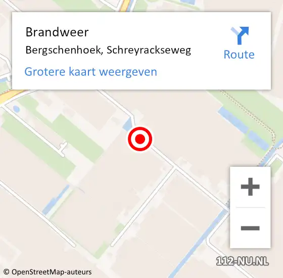 Locatie op kaart van de 112 melding: Brandweer Bergschenhoek, Schreyrackseweg op 27 mei 2015 20:19