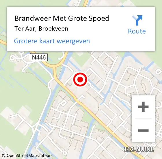 Locatie op kaart van de 112 melding: Brandweer Met Grote Spoed Naar Ter Aar, Broekveen op 27 mei 2015 20:55