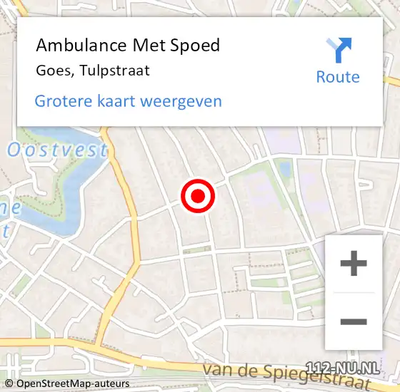 Locatie op kaart van de 112 melding: Ambulance Met Spoed Naar Goes, Tulpstraat op 27 mei 2015 21:33