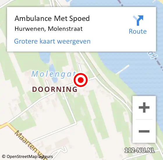 Locatie op kaart van de 112 melding: Ambulance Met Spoed Naar Hurwenen, Molenstraat op 27 mei 2015 21:44